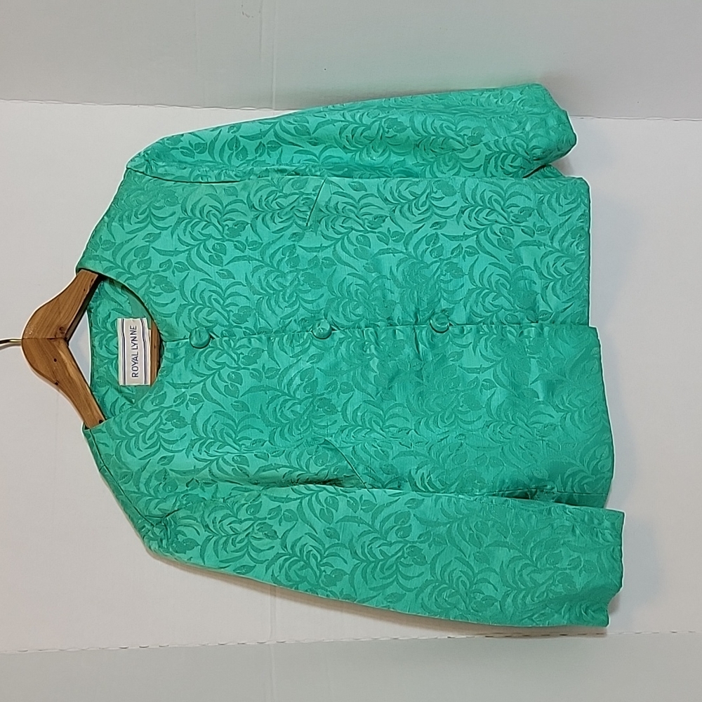 Vintage Royal Lynne Women's Green Floral Three Piece Dress Suit, Size 12